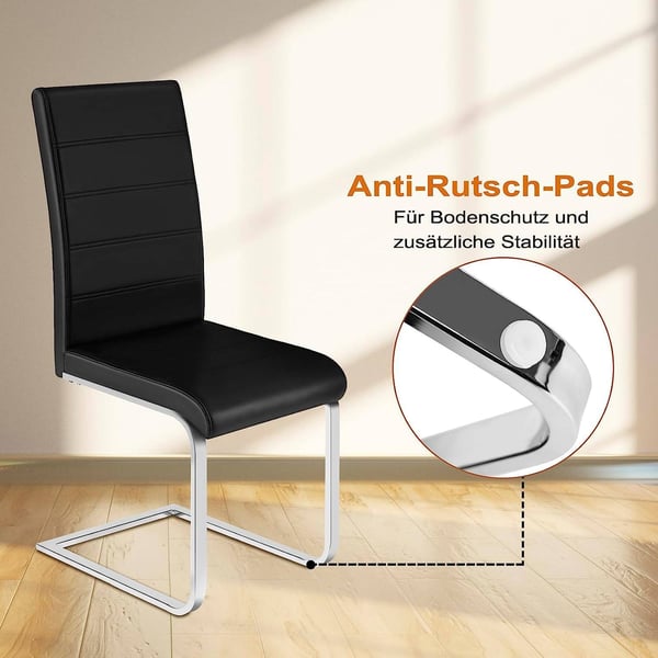 Rootz spisestuestole Sæt med 2 - Gyngestol - Høje ryglæn - Sort kunstlæder - Stabil og sikker - Ergonomisk komfort - Gulvvenligt design - 41 cm x 100