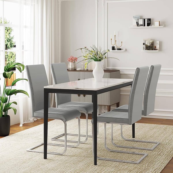 Rootz Spisestuestole Sæt med 4 - Cantilever-stole - Højt ryglæn - Fløjlsbetræk - Stabilt metalstel - Ergonomisk design - Gulvbeskyttelse - 41 cm x 100