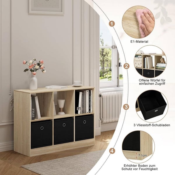 Rootz Modern Cube Hylde Bogreol - Opbevaringsorganisering - Vitrineskab - Holdbar og vandafvisende - Rigelig opbevaring - Alsidigt design - 80 cm x 60
