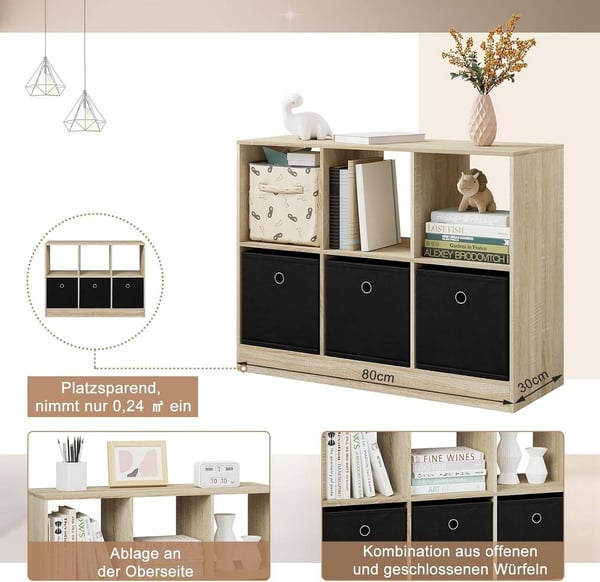 Rootz Modern Cube Hylde Bogreol - Opbevaringsorganisering - Vitrineskab - Holdbar og vandafvisende - Rigelig opbevaring - Alsidigt design - 80 cm x 60