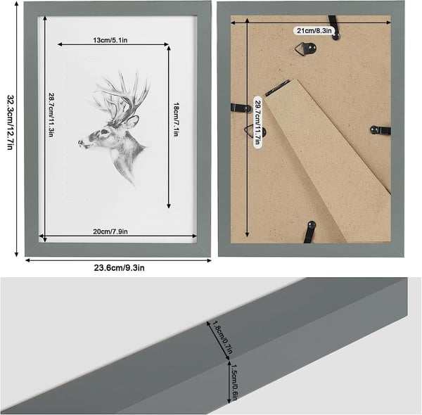 Rootz Premium billedrammersæt - Fotorammer - Displayrammer - Tilpasset design - Konstruktion af høj kvalitet - Alsidige skærmmuligheder - Flere større