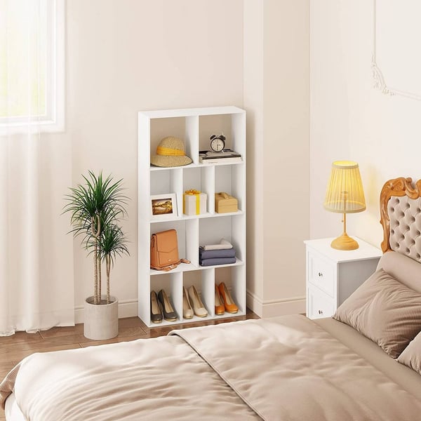 Rootz Modern White Reol - Opbevaringshylde - Displayenhed - Pladsbesparende design - Holdbar og robust - Let at rengøre - 60 cm x 120 cm x 20 cm