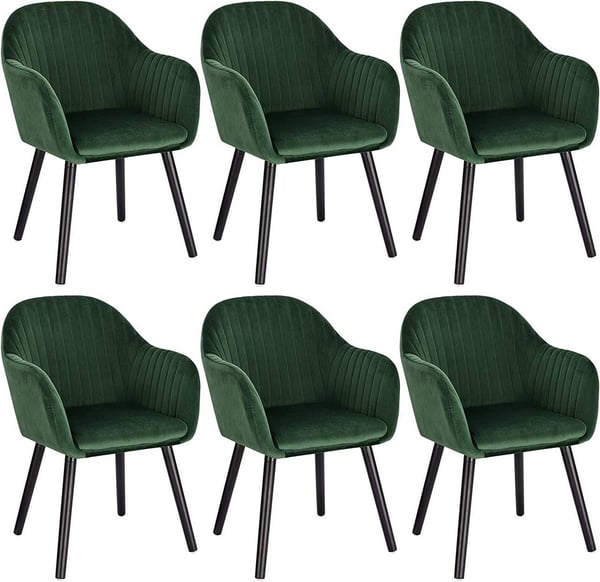 Rootz sæt med 6 spisestuestole - Spisestuestole i fløjl - Komfortable siddepladser - Nem montering - Holdbar konstruktion - 81 cm x 40 cm x 44 cm