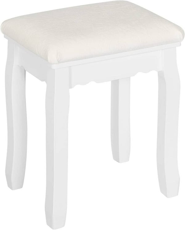Rootz Elegant White Makeup Taburet - Forfængelighedssæde - Omklædningsstol - Komfortabelt fløjlsbetræk - Alsidig brug - Holdbar konstruktion - 38cm x