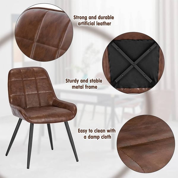 Rootz sæt med 2 spisestuestole - Accentstole - Polstrede stole - Kunstlæder - Ergonomisk og behagelig - Robust og stabil - Gulvbeskyttelse - 81,5 cm x