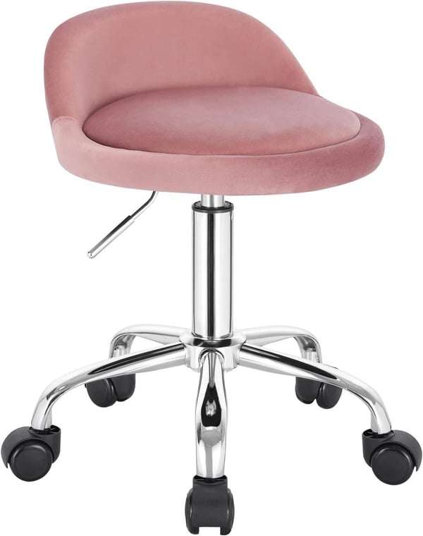Rootz Velvet Office Taburet - Justerbar Skrivebordsstol - Rolling Task Chair - Komfortabel, Fleksibel, Holdbar - 53cm-65,5cm x 30cm x 30cm