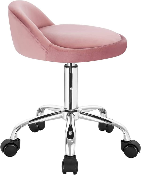 Rootz Velvet Office Taburet - Justerbar Skrivebordsstol - Rolling Task Chair - Komfortabel, Fleksibel, Holdbar - 53cm-65,5cm x 30cm x 30cm