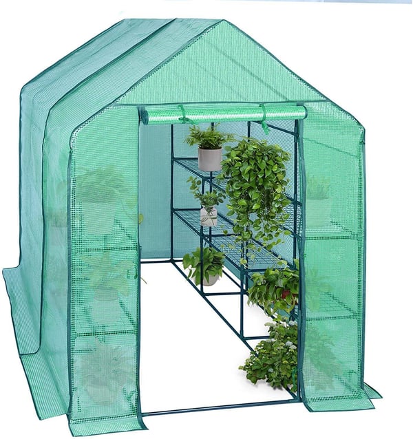 Rootz Folie Drivhus - Have Drivhus - Plantehus - UV Beskyttelse - Justerbar Ventilation - Vejrbestandig - 2,15m x 1,43m x 1,95m