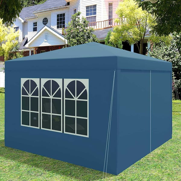 Rootz Gazebo Pop-Up telt - Vandtæt Pagoda - Solafskærmning - UV-beskyttelse - Regnbestandig - Nem opsætning - 3m x 3m Blå