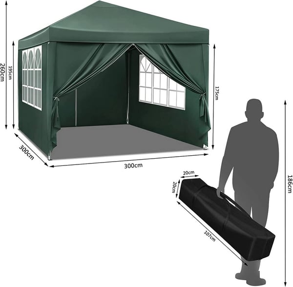 Rootz Ultimate Outdoor Gazebo - Event Pavillion - Vejrbestandig baldakin - Robust og rustsikker, UV- og regnbeskyttelse, nem opsætning - 3x3m
