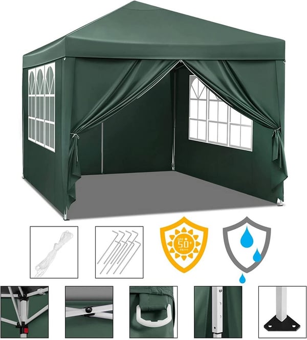 Rootz Ultimate Outdoor Gazebo - Event Pavillion - Vejrbestandig baldakin - Robust og rustsikker, UV- og regnbeskyttelse, nem opsætning - 3x3m