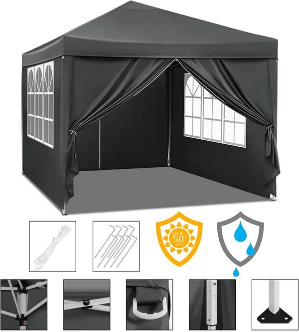 Rootz Premium Outdoor Gazebo - Event Pavillion - Have baldakin - Robust, vandtæt, UV-beskyttelse - Nem opsætning - 3x3m - Metalramme, 210D Oxford stof