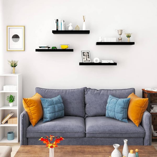 Rootz 2 seinähyllyn setti - Kelluvat hyllyt - Näytön reunalistat - Kestävä MDF - Monipuolinen ja tyylikäs - Kosteudenkestävä - 25 cm - 120 cm x 22,9 c