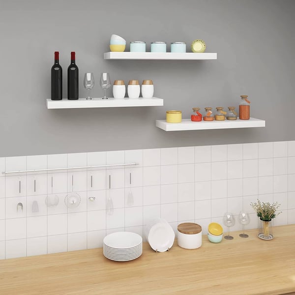 Rootz sæt med 3 væghylder - Displayhylder - Opbevaringsreoler - Holdbar MDF og PVC - Alsidig og nem installation - Moderne design - 25 cm til 120 cm x