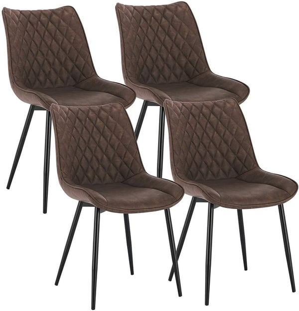 Rootz sæt med 4 spisestuestole - Moderne stole - Stilfulde siddepladser - Holdbart kunstlæder - Ergonomisk design - Nem montering - 85,5 cm x 46 x 40,