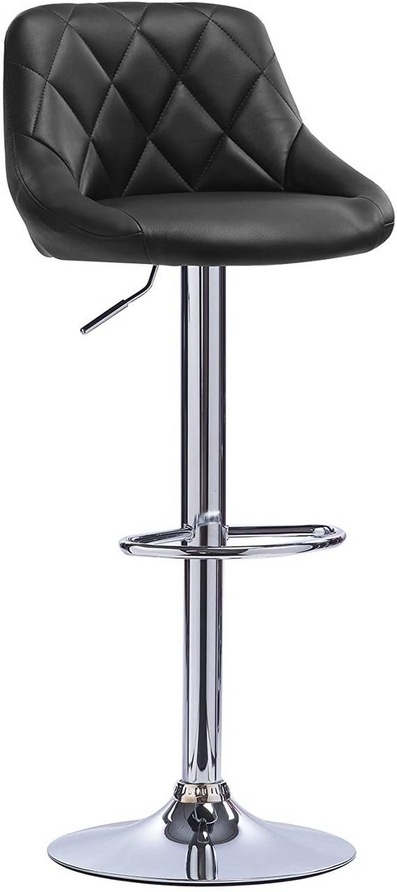 Rootz Justerbar Barstol i imiteret læder - Bordstol - Drejelig skammel - Komfortabel polstring - Højde fleksibel - Holdbar konstruktion - 38cm x 35cm,