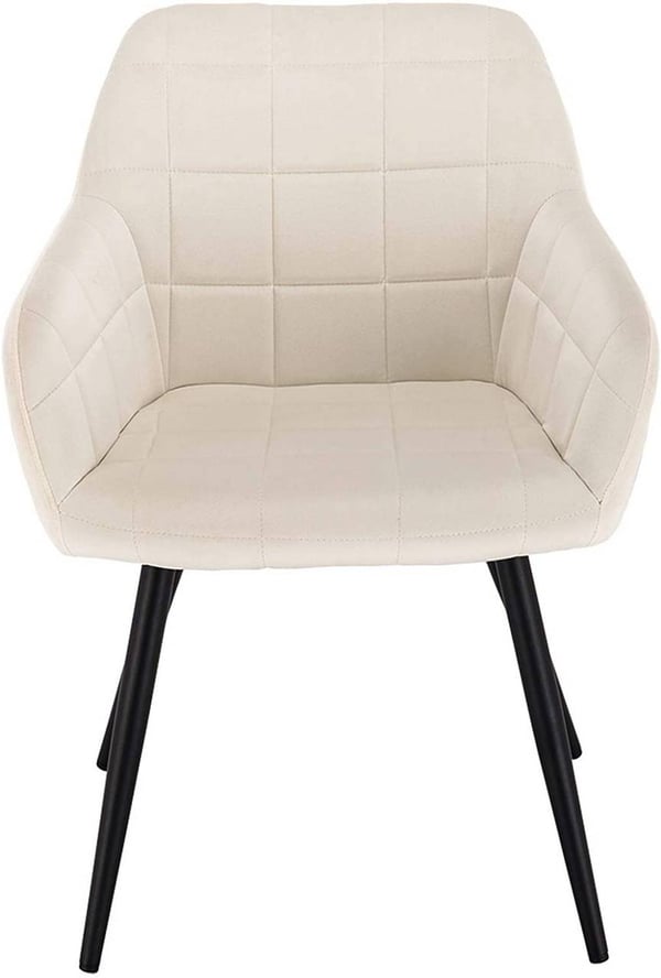 Rootz sæt med 2 spisestuestole - Fløjlslænestole - Cremehvide metalben - Komfortable og ergonomiske - Holdbar og stabil - Alsidig og stilfuld - 49 cm