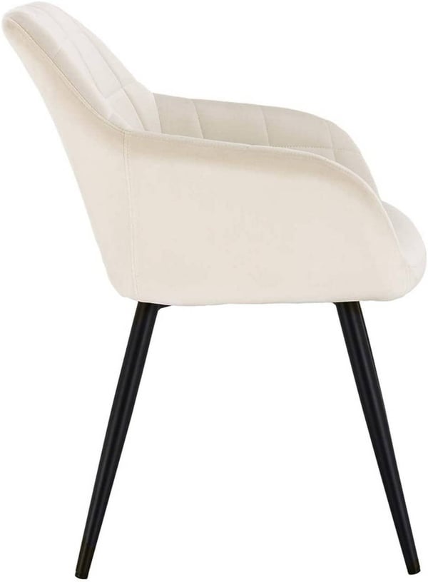 Rootz sæt med 2 spisestuestole - Fløjlslænestole - Cremehvide metalben - Komfortable og ergonomiske - Holdbar og stabil - Alsidig og stilfuld - 49 cm