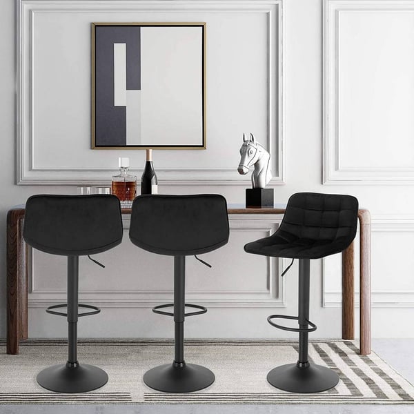 Rootz Velvet Barstol - Bordstol - Justerbar drejestol - Komfortabel siddeplads - Stabilt design - Holdbar bygning - 42,5 cm x 35 cm, Højde 82,5 cm - 1