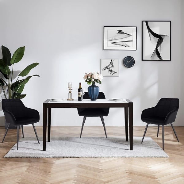 Rootz sæt med 2 spisestuestole - Lænestole med fløjlssæde - Metalben - Komfortable og ergonomiske - Holdbar og stabil - Alsidig og stilfuld - 49 cm x