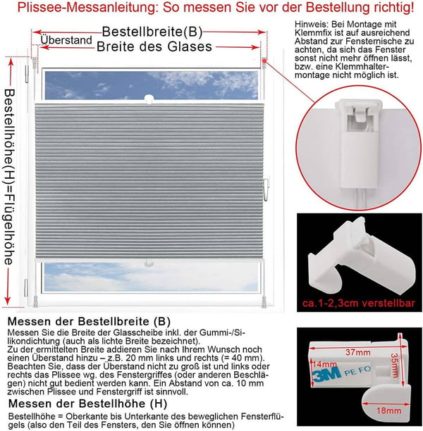 Rootz dobbelt plisserede honeycomb persienner - Privatpersienner - Let filtrerende skærme - Energieffektiv - Sikker og nem installation - 45-120 cm x