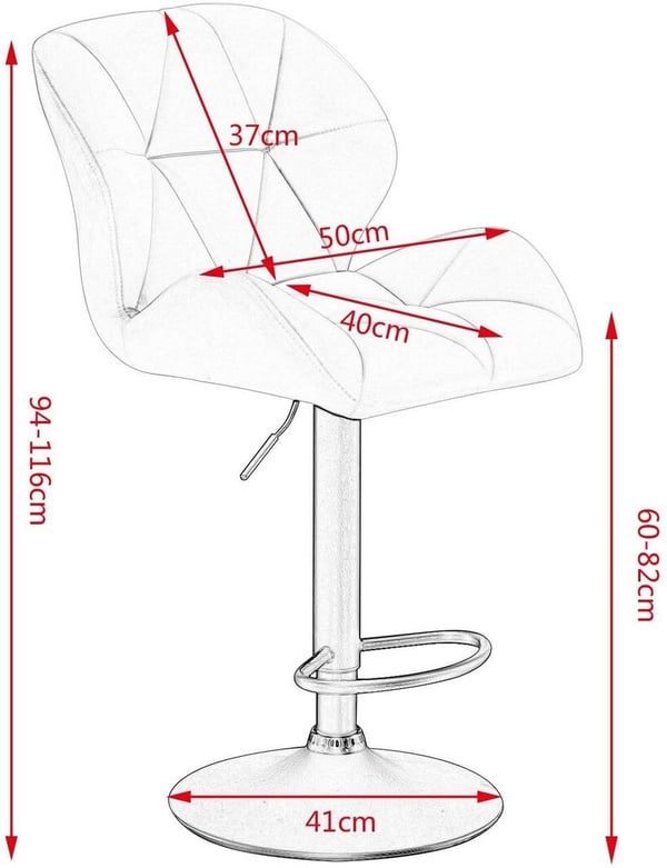 Rootz barstolesæt - Justerbare bordskamler - Drejelige barstole - Ergonomisk design - Nem vedligeholdelse - Holdbar konstruktion - 94cm-116cm x 50cm x