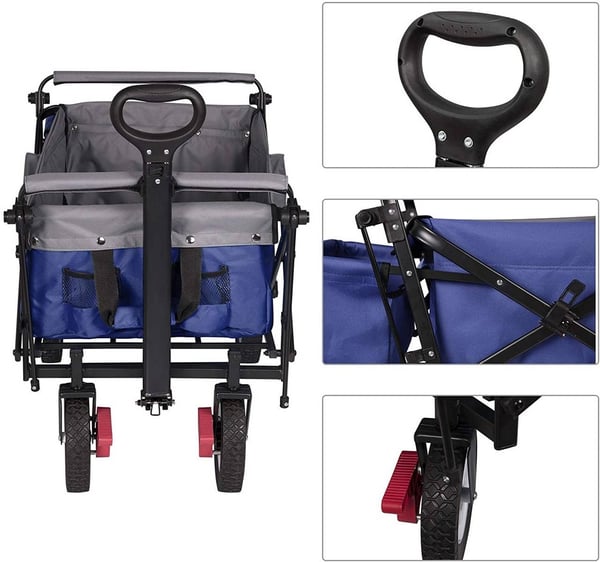 Rootz Foldbar Håndvogn - Brugsvogn - Havevogn - Holdbar konstruktion - Kraftig lastkapacitet - Nem opbevaring - 120 cm x 51 cm x 93 cm