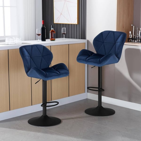 Rootz Barstol - Justerbar barstol - Drejelig bordskammel - Ergonomisk design - Holdbar konstruktion - Stilfulde fløjlssæder - 94cm-116cm x 50cm x 40cm