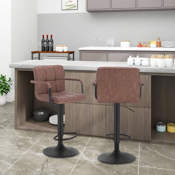 Rootz Barstol - Bordskammel - Justerbar barstol - Kunstlæder - Metalstel - Ergonomisk design - Holdbar - Stilfuld - 51 cm x 37 cm Sæde, 90 cm - 112 cm
