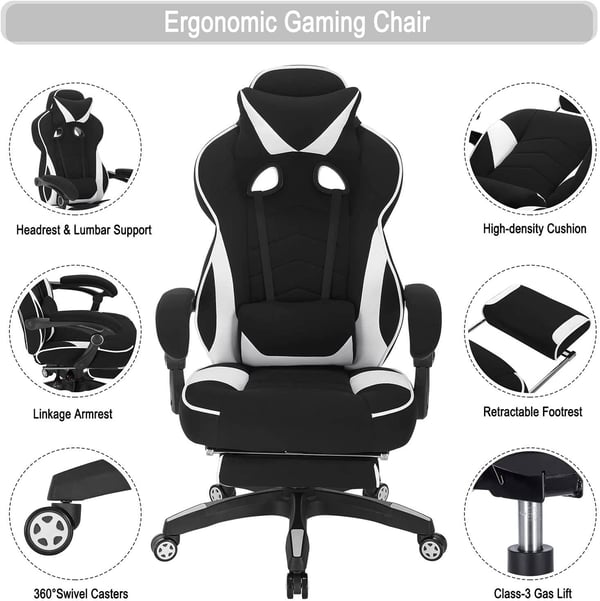 Rootz Gaming Chair - Kontorstol - Computerstol - Åndbart mesh - Justerbar komfort - Ergonomisk design - 121cm-128cm x 56cm x 46cm
