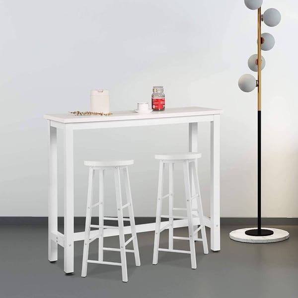 Rootz Modern Barbord og Taburet Sæt - Pub Bord Sæt - Spisebordssæt i bordhøjde - Robust metalstel - Ridsefast - Nem at rengøre - 120 cm x 40 cm (bord)