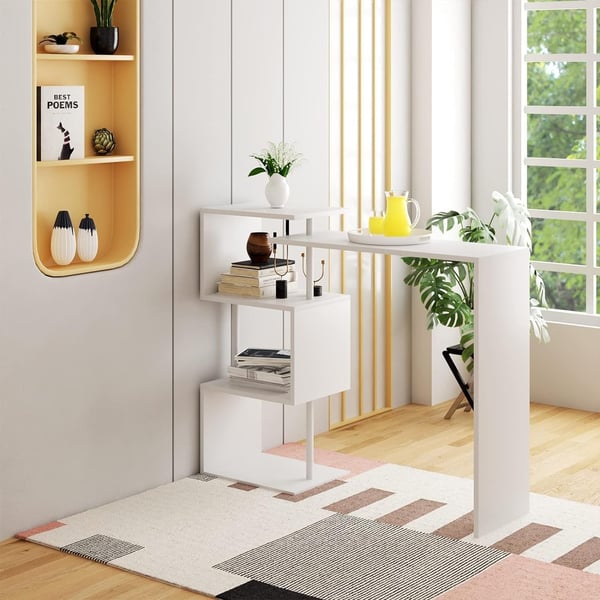 Rootz multifunktionelt roterende barbord - Opbevaringsbord - Drejeligt bord - Pladsbesparende - Rigelig opbevaring - Holdbar - 134cm x 112cm x 38cm