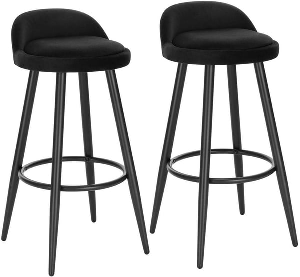 Rootz Velvet Barstol - Bordskammel - Køkkentaburet - Elegant sort fløjlsfinish - Stabil og robust konstruktion - Justerbare fodpuder - Sædestørrelse 3