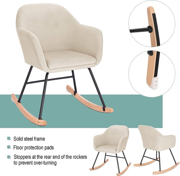 Rootz Velvet gyngestol - Glider - Lounge Chair - Ergonomisk design - Holdbar og robust - Stilfuld tilføjelse - 40cm x 41cm x 84cm