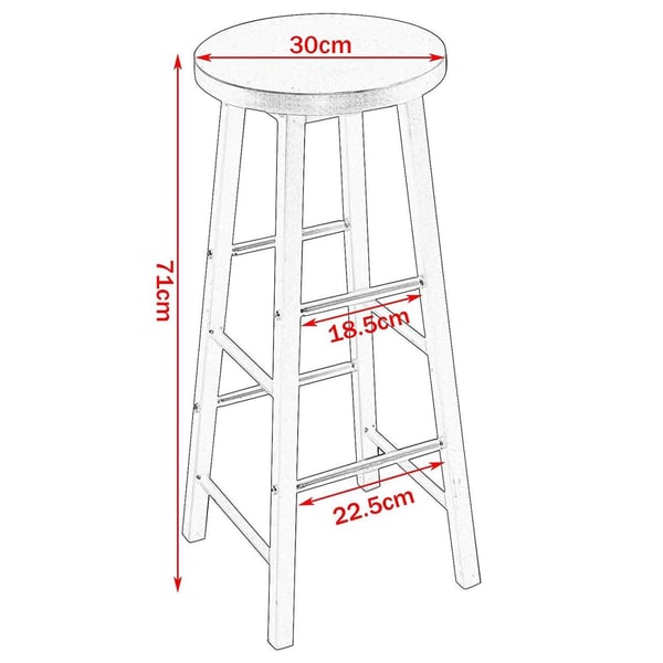 Rootz Industriel Barstol - Bordskammel - Kitchen Island Stol - Robust stålstel - Alsidigt og beskyttende design - Nem montering - 71 cm Sædehøjde x 30