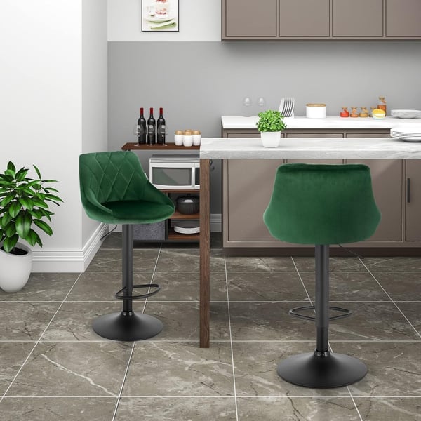 Rootz Velvet Barstol - Justerbar bordstol - Drejelig barstol - Komfortabel, Alsidig, Robust - 84cm-106cm x 35cm x 38cm