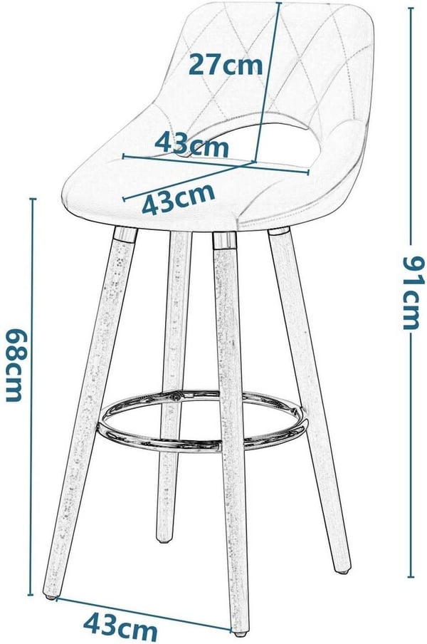 Rootz Scandinavian Barstol - Bordskammel - Høj stol - Ergonomisk design - Robust bøgetræ - Stilfuldt moderne look - 91cm x 43cm x 43cm