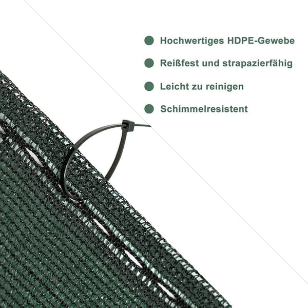 Rootz HDPE Privacy Fence Screen - Beskyttelsesskærm - UV- og vindafvisende - Holdbar - Nem installation - Tilpasselige dimensioner - Grøn - 1m til 2m