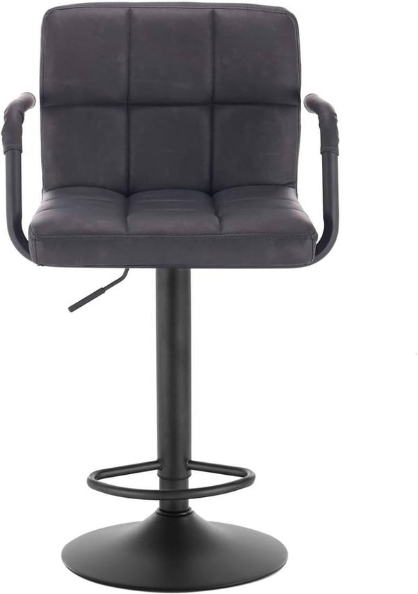 Rootz Barstol - Bordskammel - Justerbar barstol - Slidstærkt imiteret læder - Ergonomisk med ryglæn og fodstøtte - Moderne design - 51cm x 37cm x 90-1