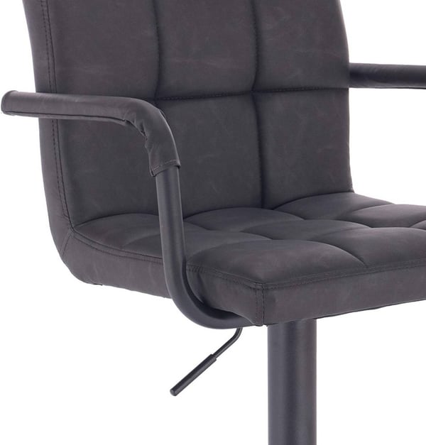 Rootz Barstol - Bordskammel - Justerbar barstol - Slidstærkt imiteret læder - Ergonomisk med ryglæn og fodstøtte - Moderne design - 51cm x 37cm x 90-1