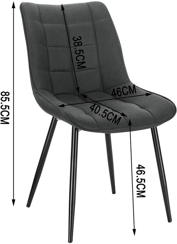 Rootz Sæt med 2 spisestuestole - Køkkenstole - Polstrede stole - Komfortabelt quiltet sæde - Holdbare metalben - Ergonomisk ryglæn - 46 x 40,5 cm Sæde