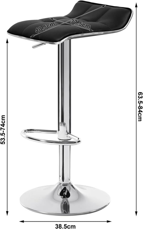 Rootz Barstol - Justerbar bordstol - Drejelig barstol - Ergonomisk design - Holdbar konstruktion - Sikkerhedsforbedret - 38 cm x 40 cm x 64-86 cm Just