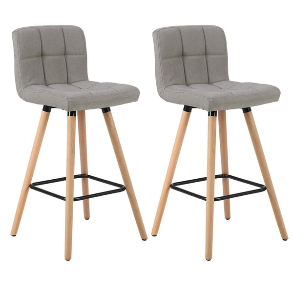 Rootz sæt med 2 barstole - Bordskamler - Køkkentaburetter - Komfortabelt sæde i hør - Ergonomisk ryglæn - Robust træramme - 40 cm x 36 cm