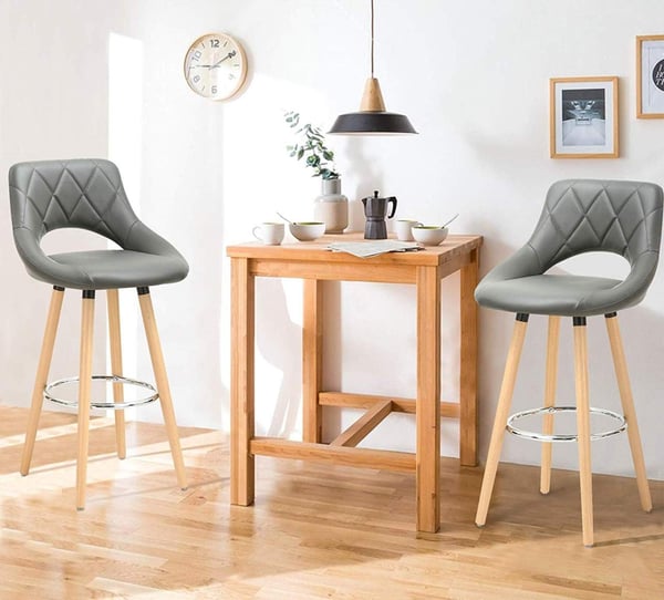 Rootz sæt med 2 barstole - Bordstole - Høje stole - Komfortable siddepladser - Ergonomisk design - Stilfuldt og alsidigt - Træ og imiteret læder - 96