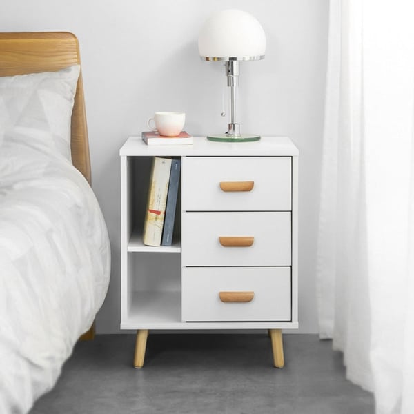Rootz Sengebord - Sidebord - Telefonbord - Moderne charme - Opbevaring af privatliv - Kompakt design - MDF og fyrretræ - 48cm x 60cm x 40cm