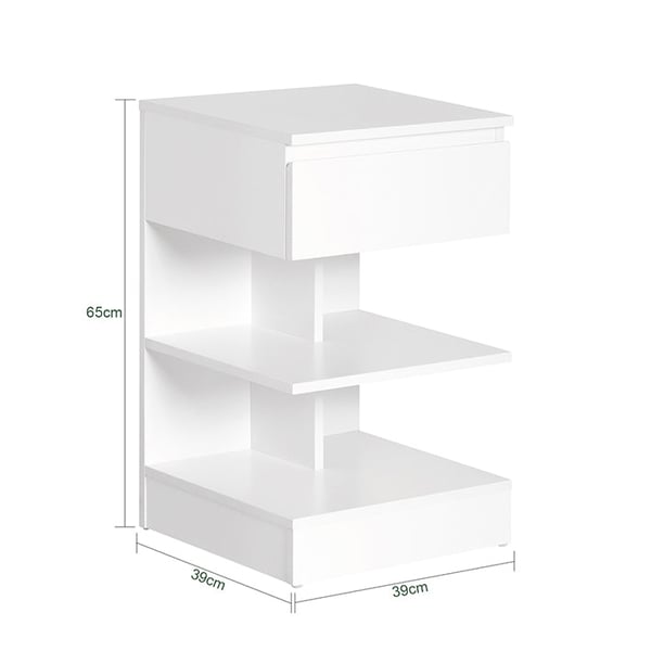 Rootz sengebord - Sideskab - Natbord - Alsidig opbevaring - Stor kapacitet - Holdbart spånmateriale - 39cm x 65cm x 39cm