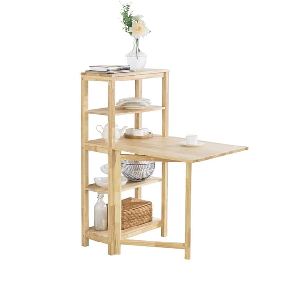 Rootz sammenklappeligt spisebord - Køkkenbord - Træbord - Udvidelig plade - Slidstærkt gummitræ - Nem opbevaring - 98cm x 126cm x 60cm