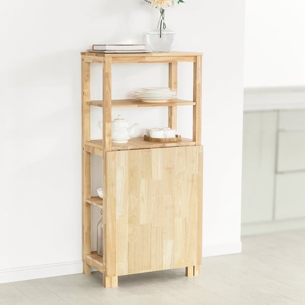 Rootz sammenklappeligt spisebord - Køkkenbord - Træbord - Udvidelig plade - Slidstærkt gummitræ - Nem opbevaring - 98cm x 126cm x 60cm