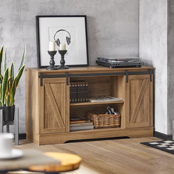Rootz Moderne skænkskab - Kommode - TV stativ - Skydedøre - Justerbare hylder - Rummelig opbevaring - PB(E1) Materiale - 120cm x 70cm x 40cm