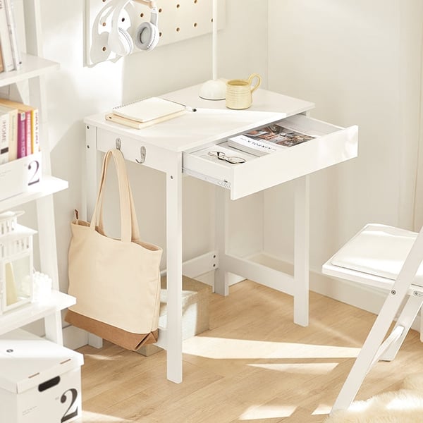 Rootz Modern Desk - Computerbord - Toiletbord - Kompakt design - Opbevaringsskuffe - Sidekroge - MDF-konstruktion - 60cm x 76cm x 40cm